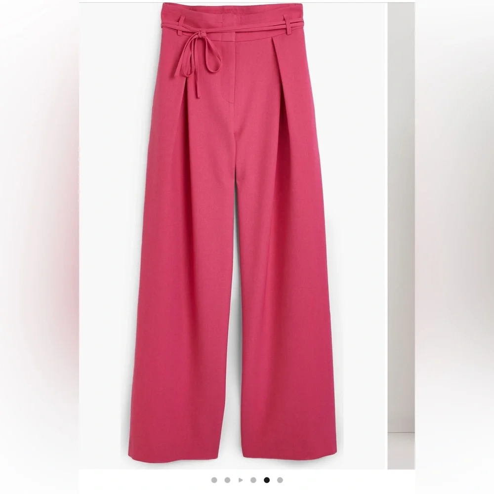 River Island Pink High Waist Wide Leg Pleated Pants - Picture 4 of 12